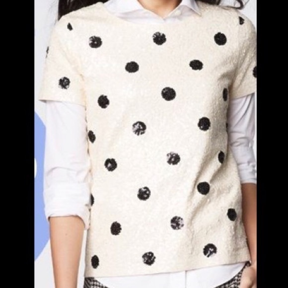 J Crew Sequin Polka Dot Top - Picture 4 of 9